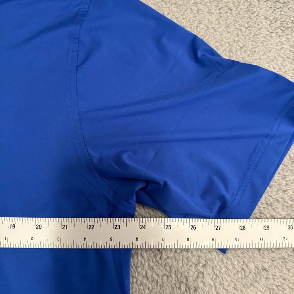 Footjoy Polo Shirt Men Large Blue Golf Performance Moisture Wicking‎ FJ Fox USGA